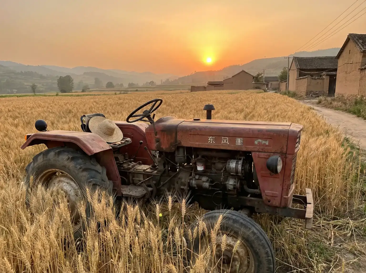夕阳下的老式拖拉机停在麦田边 - 日本一区不卡高清更新二区 田间记忆